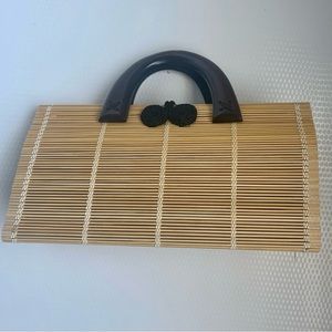 Vintage slat bamboo handbag